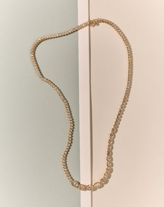 Mateo Semi Bezel Graduated Oval Round Brilliant Necklace