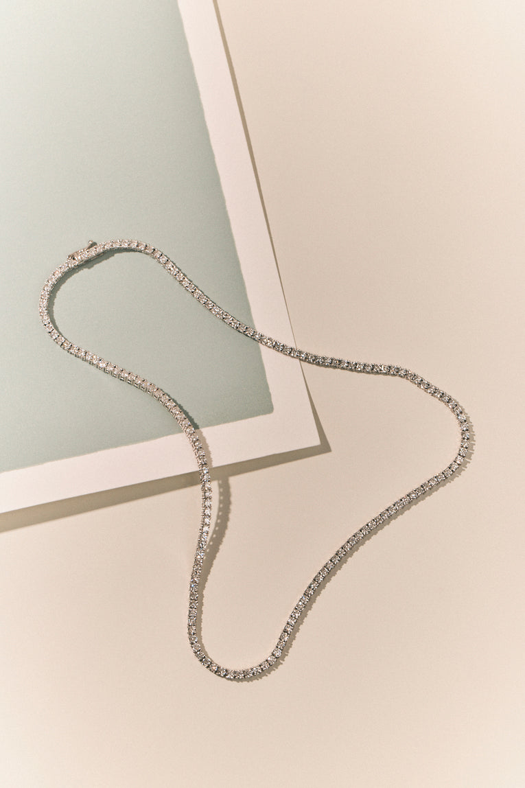 Lucile Round Brilliant Claw Set Tennis Necklace
