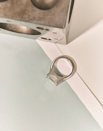 Perry East-West 5ct Emerald Solitaire Double Band Engagement Ring