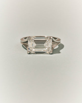 Perry East-West 5ct Emerald Solitaire Double Band Engagement Ring