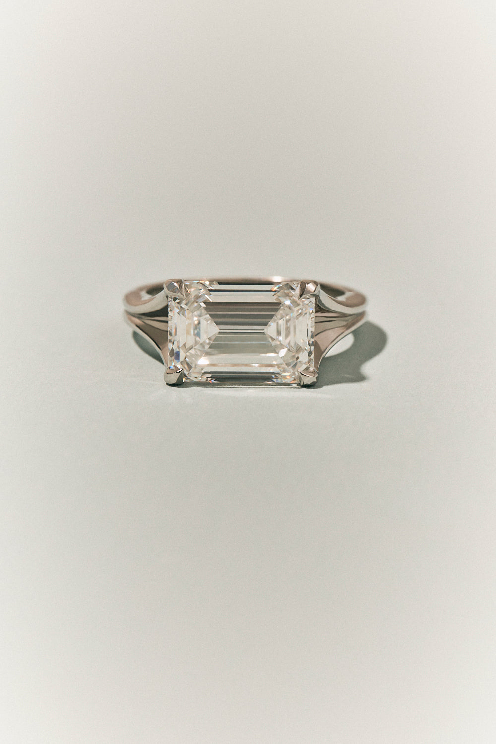 Perry East-West 5ct Emerald Solitaire Double Band Engagement Ring