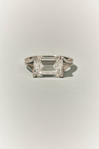Perry East-West 5ct Emerald Solitaire Double Band Engagement Ring