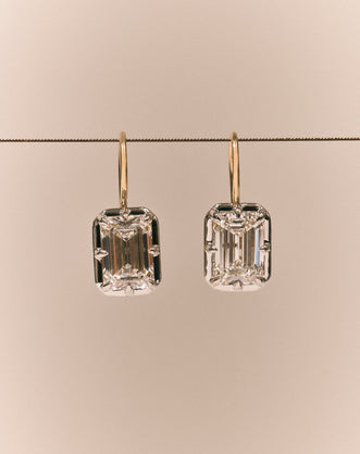 Avalon 2ct Emerald Cut Button Drop Earrings