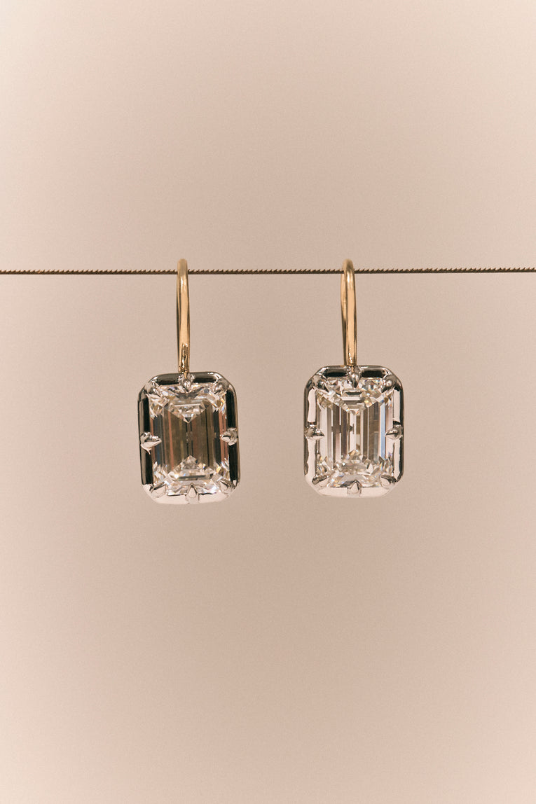 Avalon 2ct Emerald Cut Button Drop Earrings