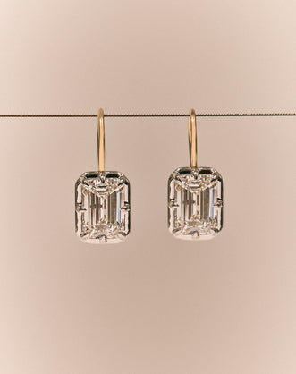 Avalon 2ct Emerald Cut Button Drop Earrings
