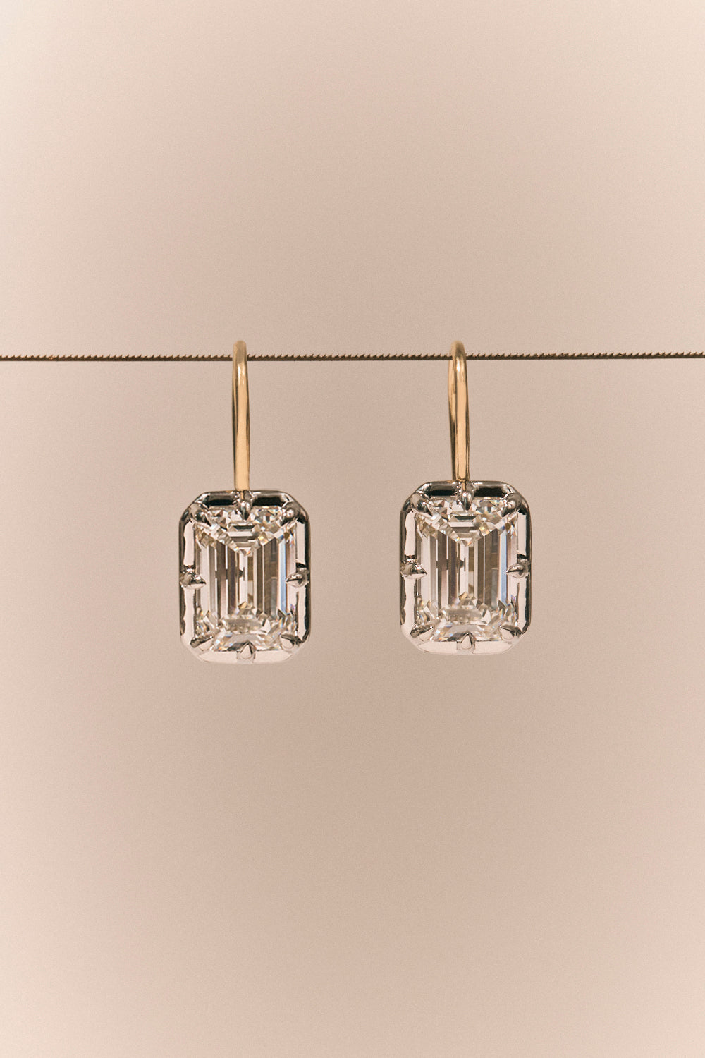 Avalon 2ct Emerald Cut Button Drop Earrings