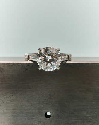Hudson 4ct Round Brilliant Tapered Baguette Engagement Ring