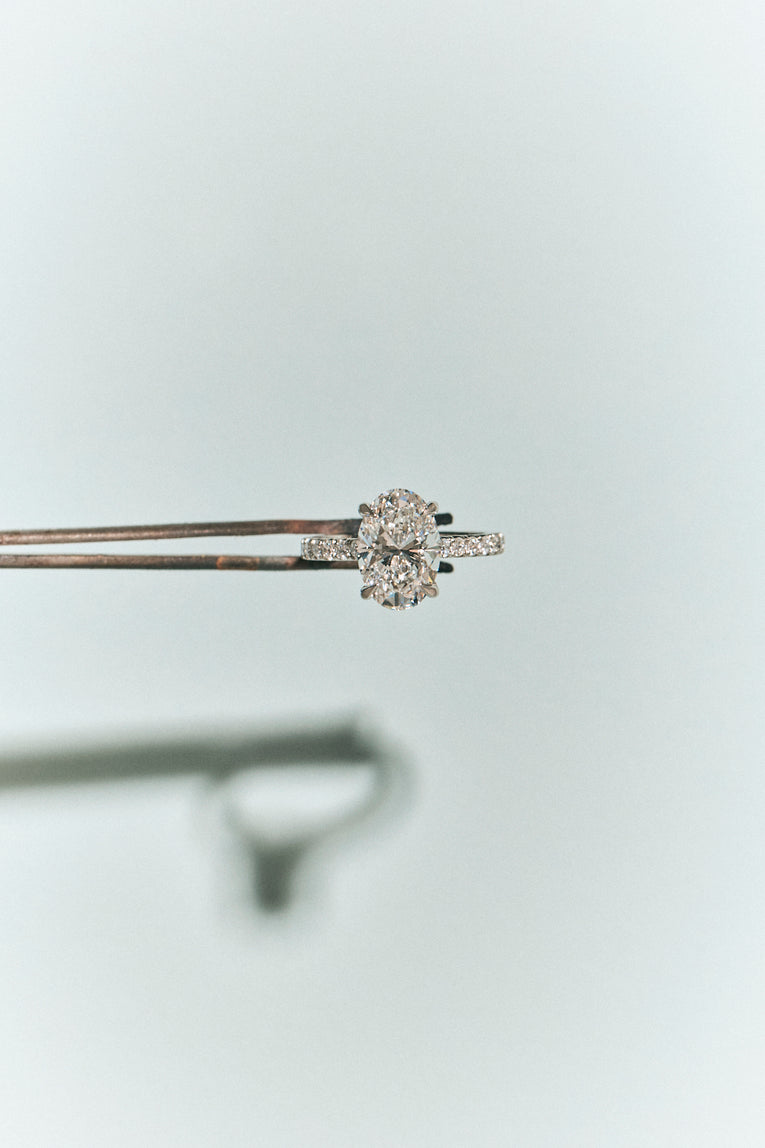 Nassau Oval Cut Lab-Grown Diamond Band Engagement Ring
