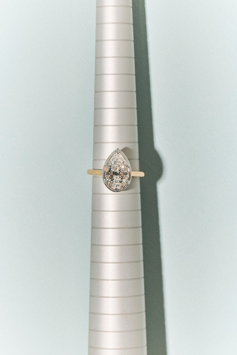 Vestry 3ct Pear Solitaire Scalloped Engagement Ring