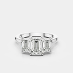 Marion emerald cut trilogy engagement ring in platinum