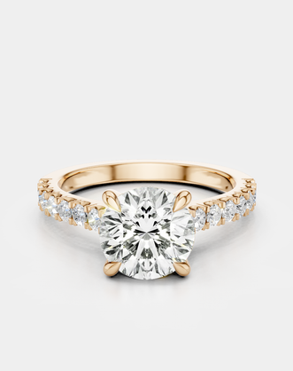 Dean round brilliant four claw diamond band engagement ring in 18ct rose gold 