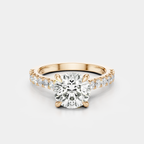 Dean round brilliant four claw diamond band engagement ring in 18ct rose gold 