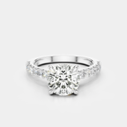 Dean round brilliant four claw diamond band engagement ring in 18ct white gold 