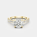Dean round brilliant four claw diamond band engagement ring in 18ct yellow gold 