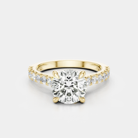 Dean round brilliant four claw diamond band engagement ring in 18ct yellow gold 