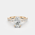 Nassau oval cut diamond band engagement ring in 18ct rose gold