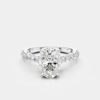 Nassau oval cut diamond band engagement ring in 18ct white gold