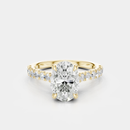 Nassau oval cut diamond band engagement ring in 18ct yellow gold