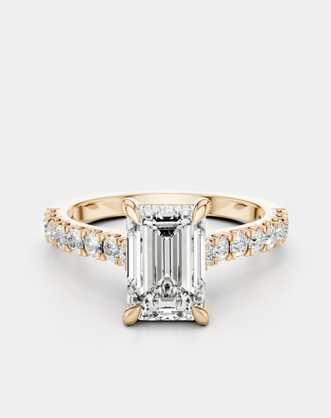 Beverly emerald cut diamond band engagement ring in 18ct rose gold 