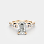 Beverly emerald cut diamond band engagement ring in 18ct rose gold 