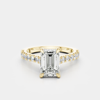 Beverly emerald cut diamond band engagement ring in 18ct yellow gold 