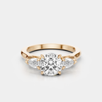 Cornelia round brilliant pear side stone engagement ring with lab-grown diamond band in 18ct rose gold