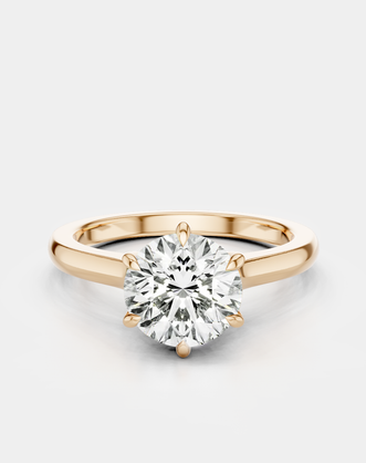 Cambon round brilliant six claw solitaire swept shoulder engagement ring in 18ct rose gold