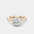 Cambon round brilliant six claw solitaire swept shoulder engagement ring in 18ct rose gold