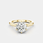 Cambon round brilliant six claw solitaire swept shoulder engagement ring in 18ct yellow gold