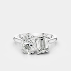 Bowery Toi Et Moi oval emerald engagement ring in 18ct white gold