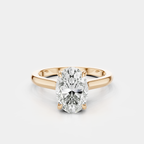 Montaigne oval solitaire swept shoulder engagement ring in 18ct rose gold