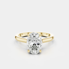 Montaigne oval solitaire swept shoulder engagement ring in 18ct yellow gold