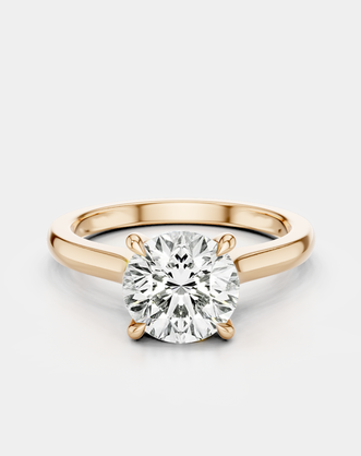 Sloane round brilliant four claw solitaire swept shoulder engagement ring in 18ct rose gold