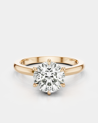 Oxford round brilliant six claw solitaire classic engagement ring in 18ct rose gold