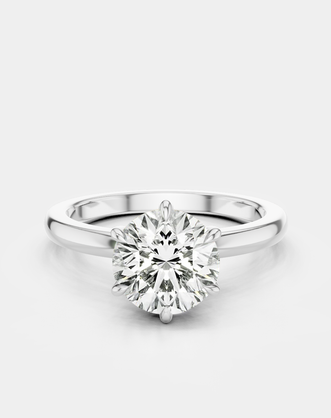 Oxford round brilliant six claw solitaire classic engagement ring in 18ct white gold