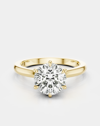 Oxford round brilliant six claw solitaire classic engagement ring in 18ct yellow gold