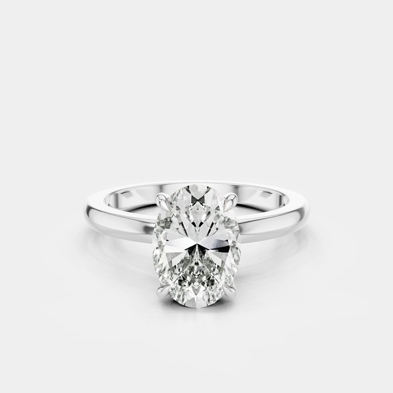 Florence oval solitaire classic engagement ring in 18ct white gold