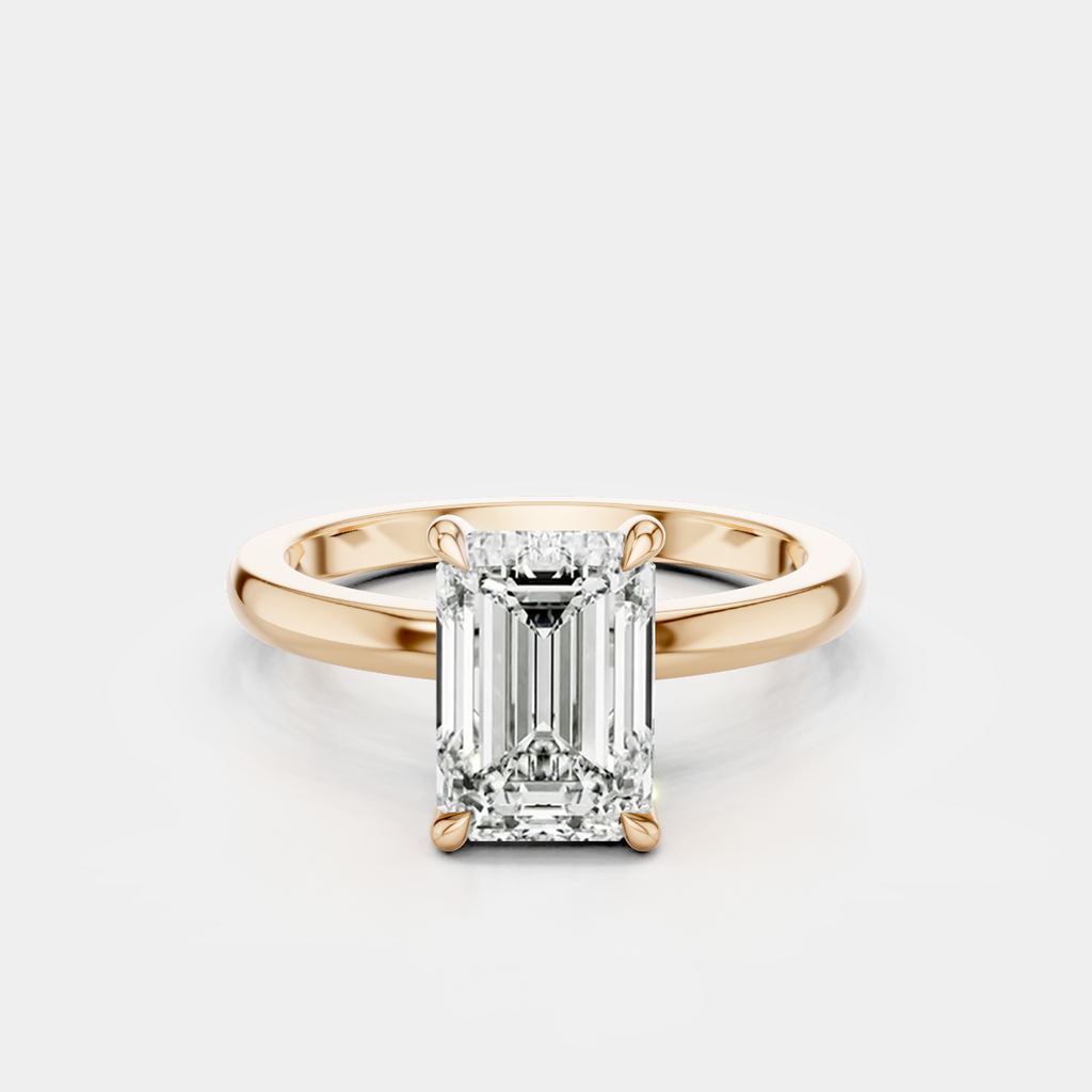 Lexington emerald cut solitaire classic engagement ring in 18ct rose gold