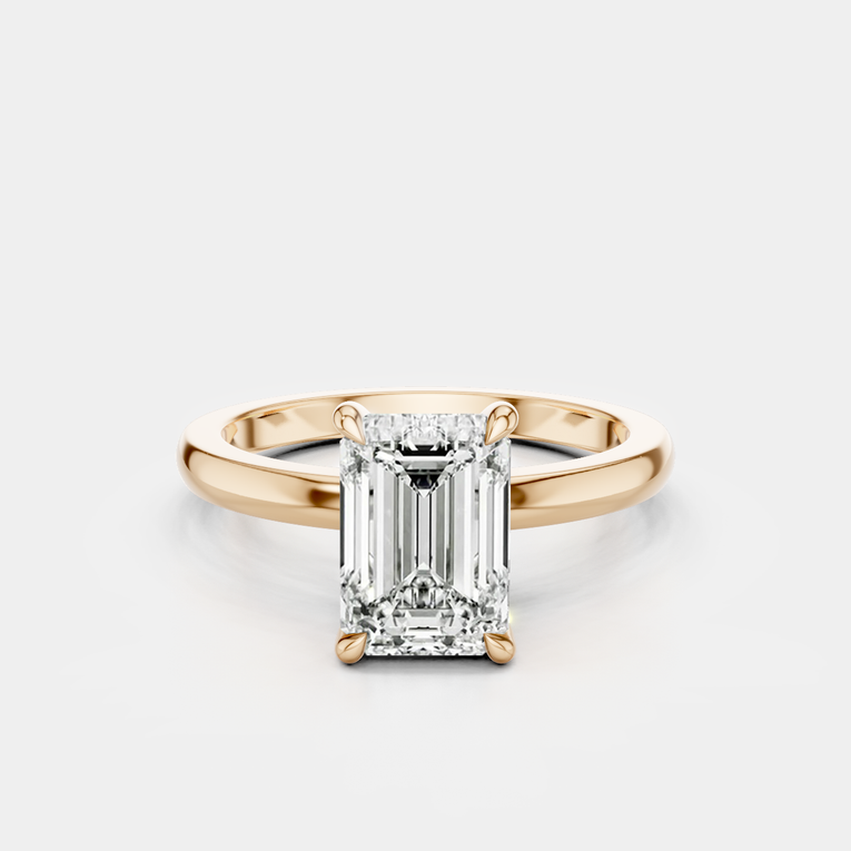Lexington emerald cut solitaire classic engagement ring in 18ct rose gold