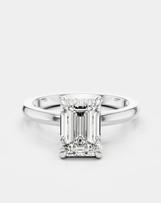 Lexington emerald cut solitaire classic engagement ring in 18ct white gold