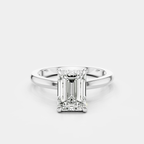 Lexington emerald cut solitaire classic engagement ring in 18ct white gold