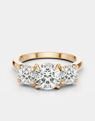 Kent round brilliant trilogy engagement ring in 18ct rose gold 