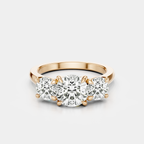 Kent round brilliant trilogy engagement ring in 18ct rose gold 