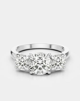 Kent round brilliant trilogy engagement ring in 18ct white gold 
