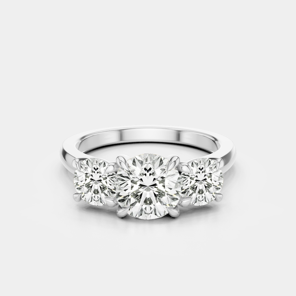 Kent round brilliant trilogy engagement ring in 18ct white gold 
