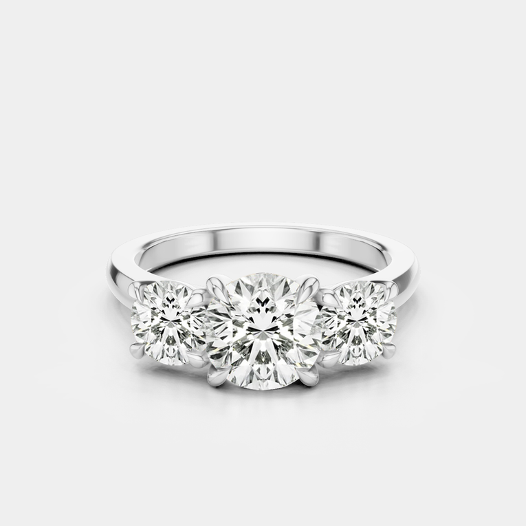 Kent round brilliant trilogy engagement ring in 18ct white gold 