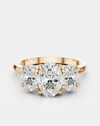 Clarkson oval trilogy engagement ring in 18ct rose gold