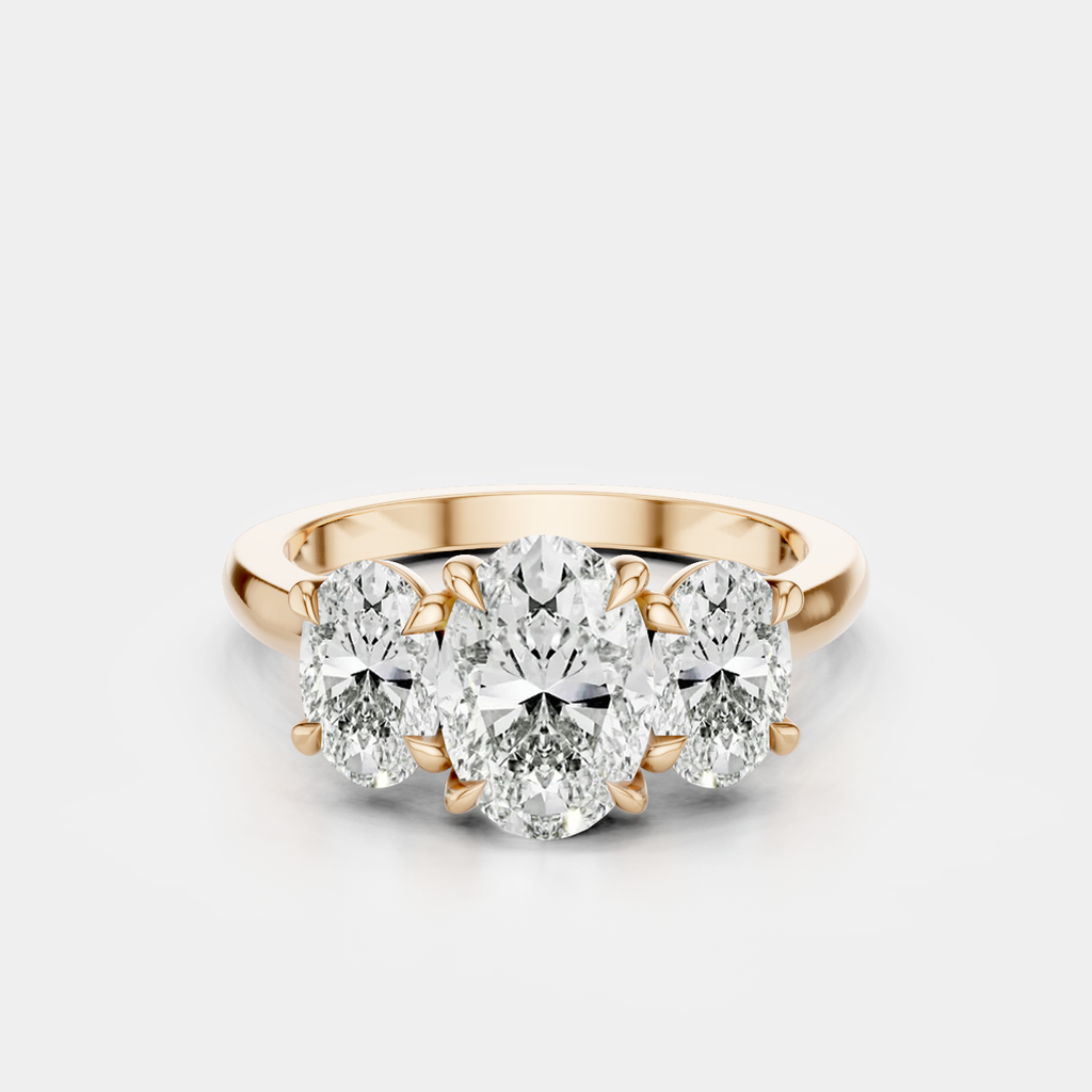 Clarkson oval trilogy engagement ring in 18ct rose gold