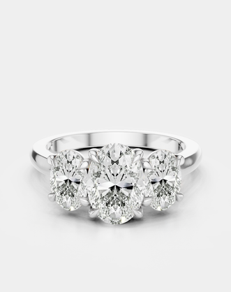 Clarkson oval trilogy engagement ring in 18ct white gold