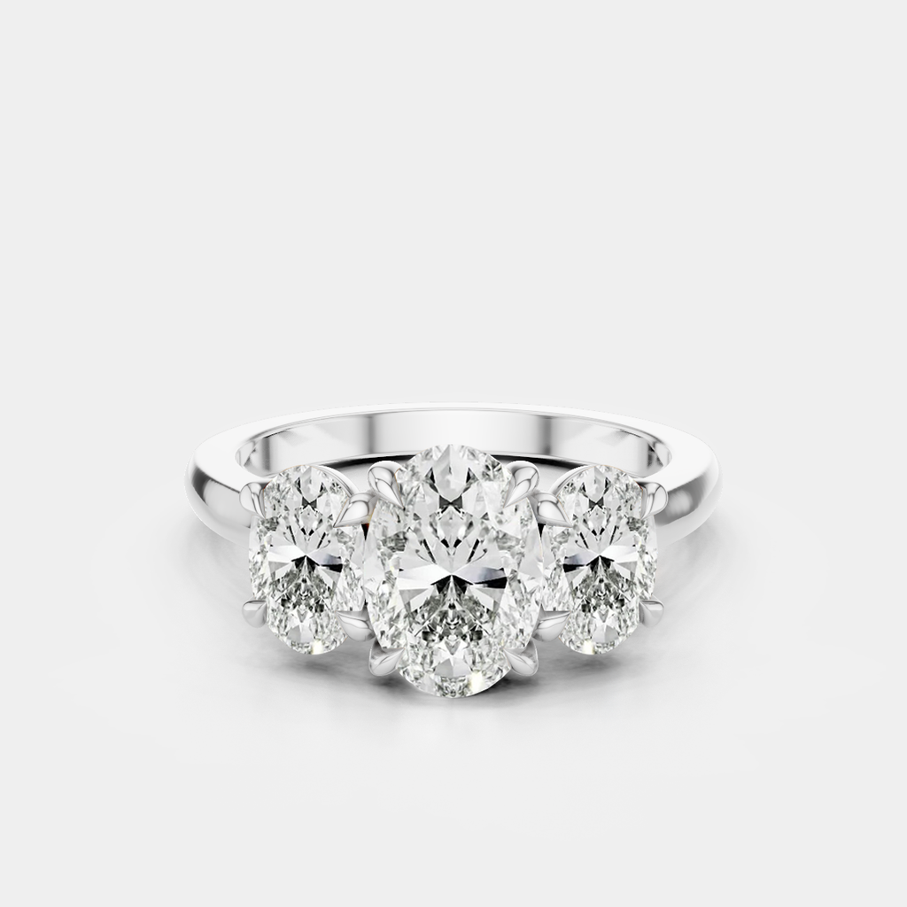 Clarkson oval trilogy engagement ring in 18ct white gold